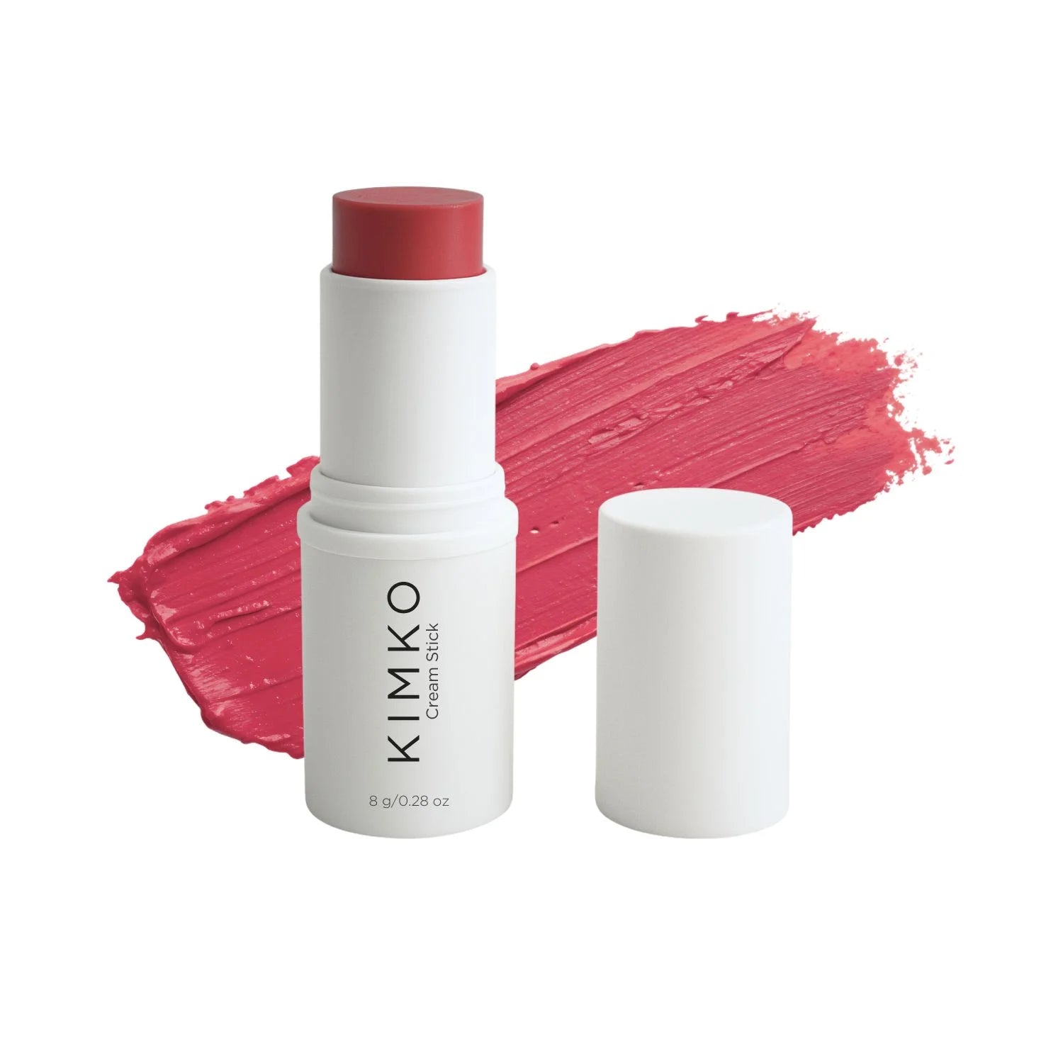 Kimko Cream Stick Blush in Rosy Glow – long-lasting, buildable cream makeup for cheeks and lips with shea butter, jojoba oil, vitamin E, and coconut oil; vegan, non-comedogenic, perfect for a natural radiant finish.