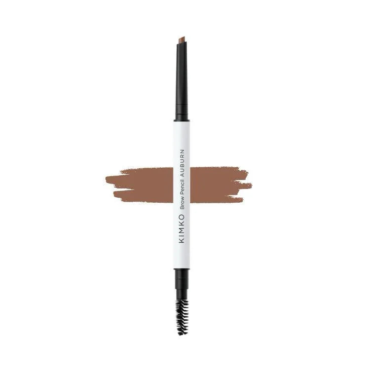 Auburn brow pencil for natural looking brows with dual-ended precision tip and spoolie brush.