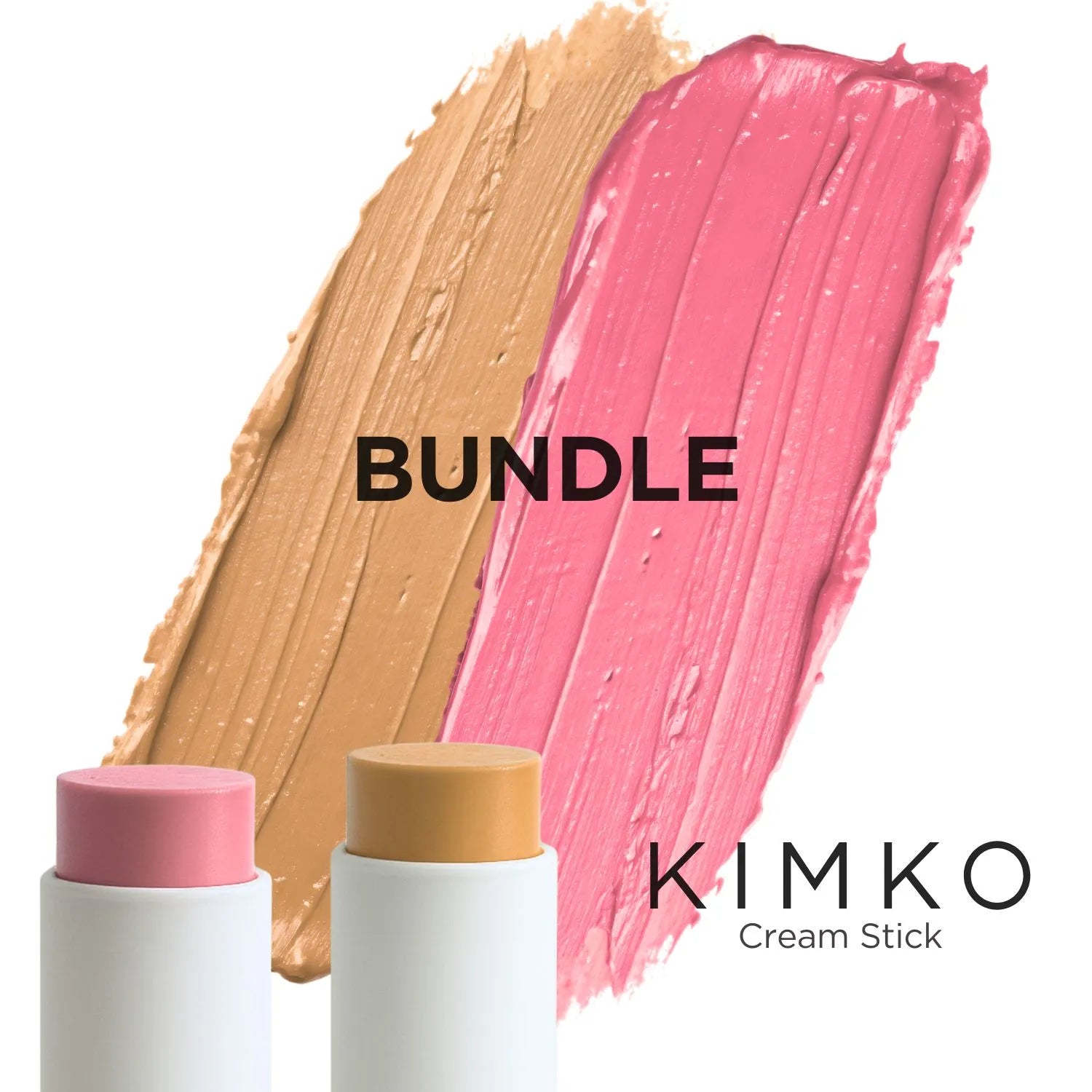Kimko Golden Tan and Rosy Flush Cream Stick Duo – hydrating, blendable contour and blush sticks for natural glow and radiant finish.