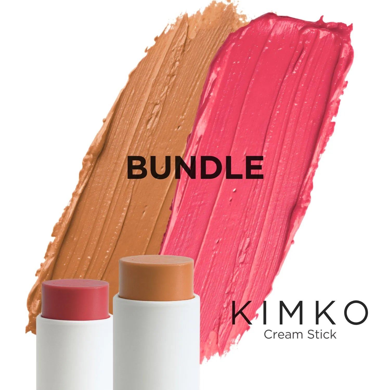 KIMKO Bronze Glow and Rosy Glow Cream Stick Duo for natural contour, radiant blush, and hydrated skin. Buildable cream makeup for medium to deep skin tones.